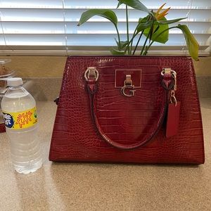 New burgundy croc Guess purse